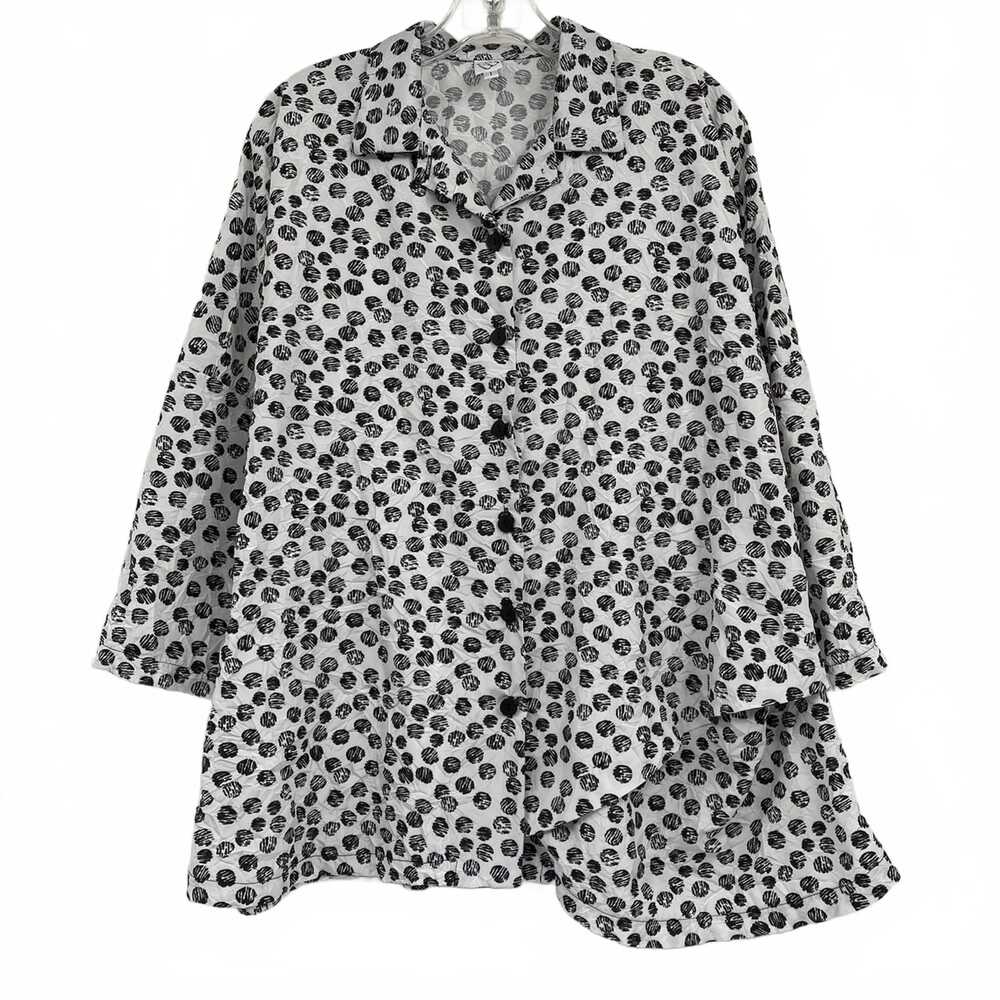 M Square White/Black Dot Print Button-Down Shirt | XL Regular